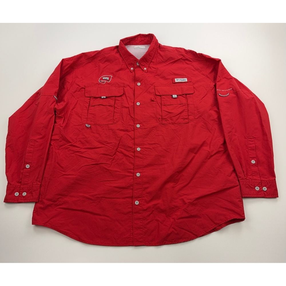 WKU Western Kentucky Columbia PFG Bahama LS Shirt Mens XL Red Omni-Shade